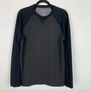 ORVIS Gray Black Raglan Sleeve Crewneck Pullover‎ LS Shirt - Men's Size M